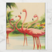 Retro Flamingo's Wijn Etiket (Enkel label)