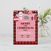 Retro Flannel - uitnodiging voor kerstfeestdagen (Staand voorkant)