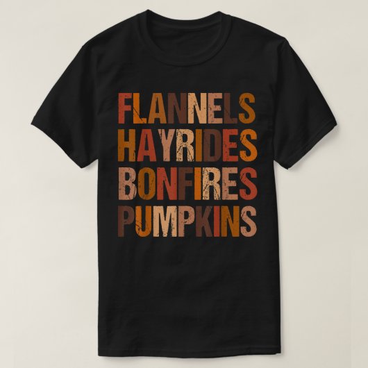 Retro Flannels Hayrides Bonfires Pumpkins Fall Sea T-shirt (Design voorkant)