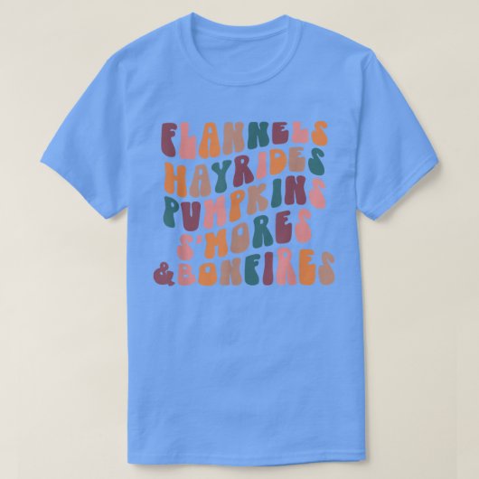 Retro Flannels Hayrides Pumpkins S'mores Bonfire T-shirt (Design voorkant)