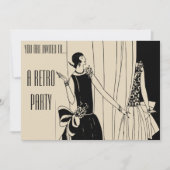 Retro  flap die tweetalige partij oproept kaart (Voorkant)