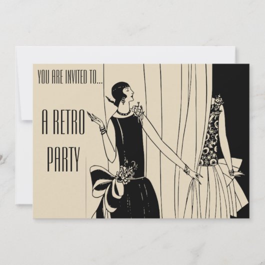 Retro  flap die tweetalige partij oproept kaart (Voorkant)