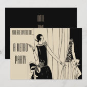 Retro  flap die tweetalige partij oproept kaart (Voorkant / Achterkant)