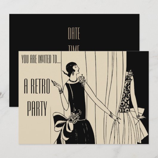 Retro  flap die tweetalige partij oproept kaart (Voorkant / Achterkant)