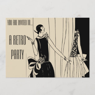 Retro  flap die tweetalige partij oproept kaart