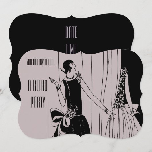 Retro  flapper brullende twintiger jaren partij kaart (Voorkant / Achterkant)