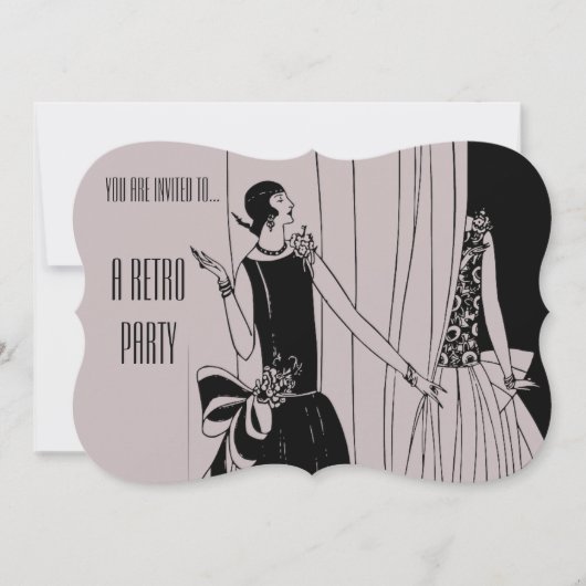 Retro  flapper brullende twintiger jaren partij kaart (Voorkant)