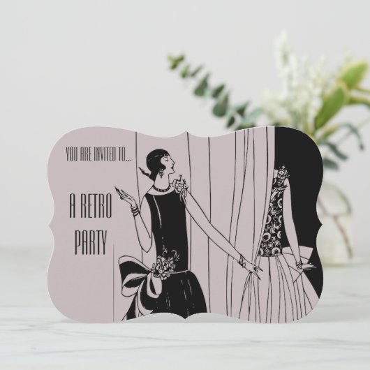 Retro  flapper brullende twintiger jaren partij kaart (Staand voorkant)