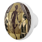 Retro Flapper Dancers Black Gold Keramische Knop (Rechts)