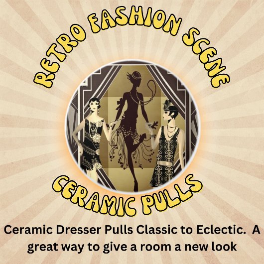 Retro Flapper Dancers Black Gold Keramische Knop