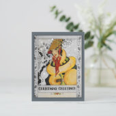 Retro Flapper-kerstgroet Feestdagenkaart (Staand voorkant)