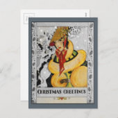 Retro Flapper-kerstgroet Feestdagenkaart (Voorkant / Achterkant)
