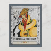 Retro Flapper-kerstgroet Feestdagenkaart (Voorkant)