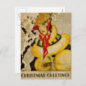 Retro Flapper-kerstgroeten Feestdagenkaart (Voorkant / Achterkant)