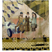 Retro Flappers in Paris Shower Curtain Douchegordijn (Voorkant)