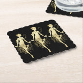 Retro Flappers zwarte achtergrond Kartonnen Onderzetters (Gebogen)
