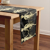 Retro Flappers zwarte achtergrond Korte Tafelloper (Voorbeeld)