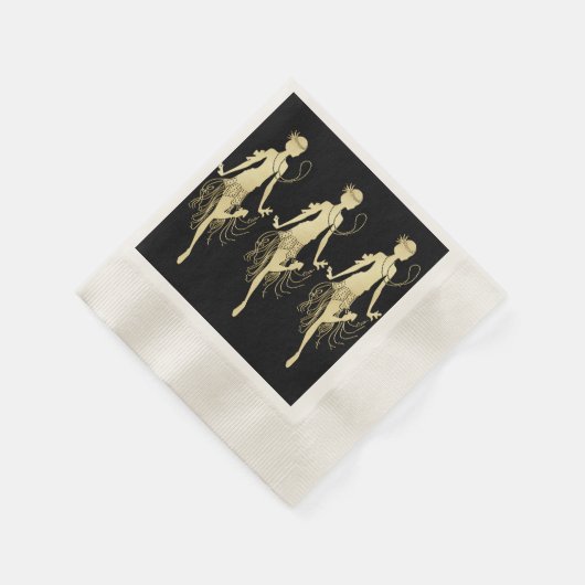 Retro Flappers zwarte achtergrond Servet (Hoek)