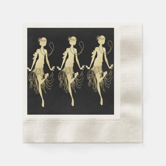 Retro Flappers zwarte achtergrond Servet (Voorkant)