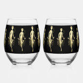 Retro Flappers zwarte achtergrond Wijnglas Zonder Voet (Achterkant)
