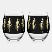 Retro Flappers zwarte achtergrond Wijnglas Zonder Voet (Links)