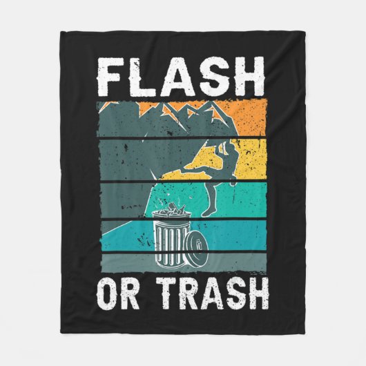Retro Flash of Trash Fun Rock Climate Mountain Bo Fleece Deken (Voorkant)
