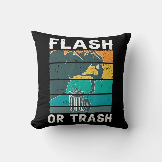 Retro Flash of Trash Fun Rock Climate Mountain Bo Kussen (Voorkant)