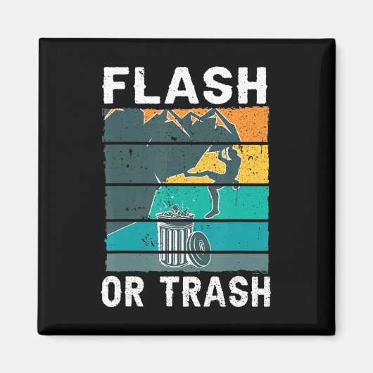 Retro Flash of Trash Fun Rock Climate Mountain Bo Magneet (Voorkant)