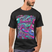 Retro Flashback Fun Roller Schaats en Cassette Art T-shirt (Voorkant)