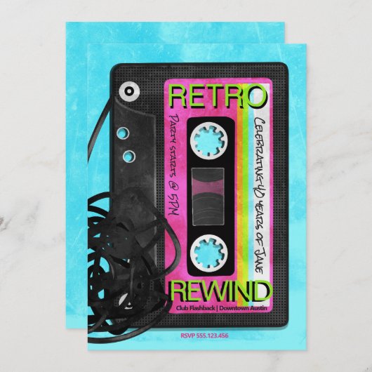 Retro Flashback Verjaardagsfeestje Kaart (Voorkant / Achterkant)