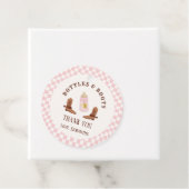 Retro flessen en laarzen Cowgirl Baby shower Bedankjes Labels (In situ)