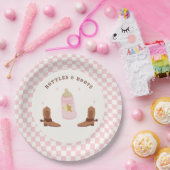 Retro flessen en laarzen Cowgirl Baby shower Papieren Bordje (Feest)