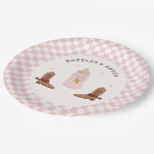 Retro flessen en laarzen Cowgirl Baby shower Papieren Bordje (Gekanteld)