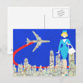 Retro Flight Attendant Briefkaart (Voorkant / Achterkant)