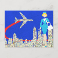 Retro Flight Attendant Briefkaart
