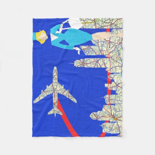 Retro Flight Attendant Fleece Blanket (Voorkant)