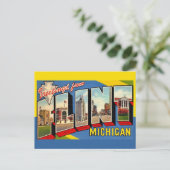 Retro Flint Michigan Groet Briefkaart (Staand voorkant)