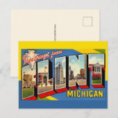 Retro Flint Michigan Groet Briefkaart (Voorkant / Achterkant)