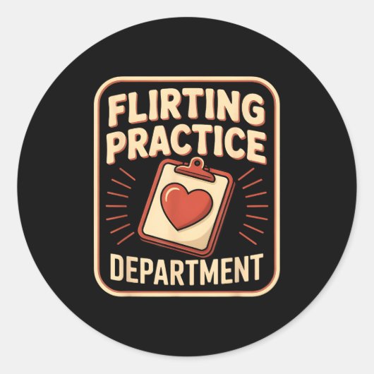 Retro Flirting Practice Department Funny Valentine Ronde Sticker (Voorkant)