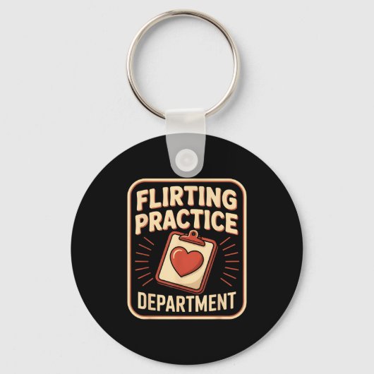 Retro Flirting Practice Department Funny Valentine Sleutelhanger (Voorkant)