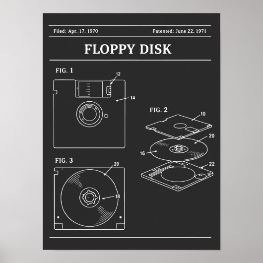 Retro Floppy Disk Blauwdruk Poster (Voorkant)