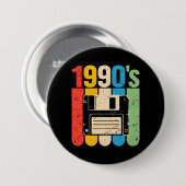 Retro floppy disk computer nostalgie jaren 90 ronde button 7,6 cm (Voorkant /achterkant)