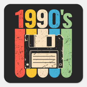 Retro floppy disk computer nostalgie jaren 90 vierkante sticker
