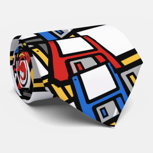 retro floppy disk geek stropdas (Opgerold)