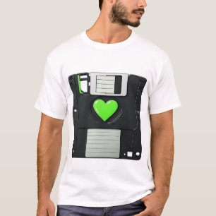 Retro Floppy Disk Groen Hart Grafisch - 90s Nostal T-shirt
