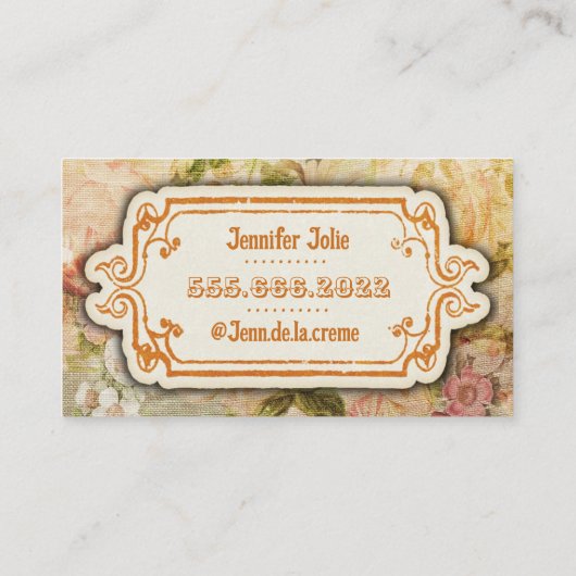  retro floraal ontwerp visitekaartje (Achterkant)
