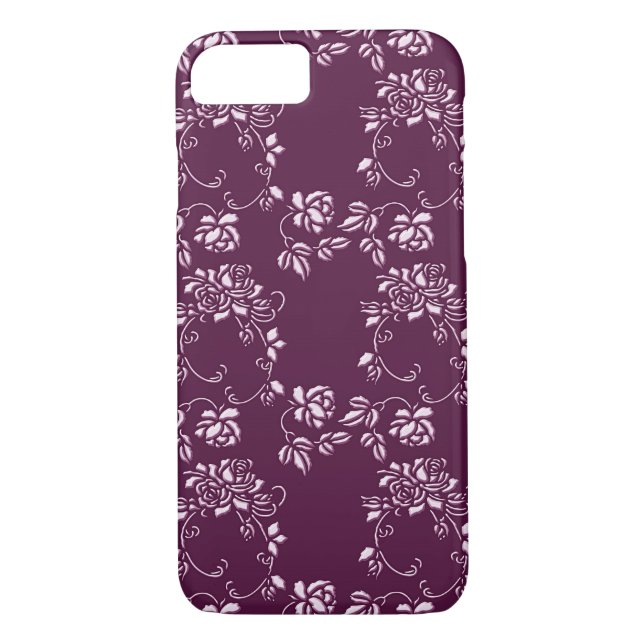 retro floraal paars patroon Case-Mate iPhone hoesje (Achterkant)