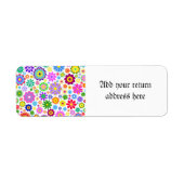 retro, floraal, trendy, blij, kleurrijk, meisjes,  etiket (Voorkant)