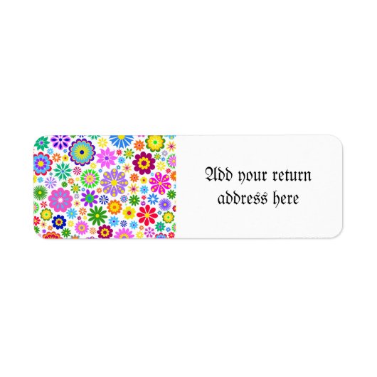 retro, floraal, trendy, blij, kleurrijk, meisjes, etiket (Voorkant)