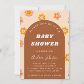 Retro  Floral 1960s 60s Baby shower Kaart (Voorkant)